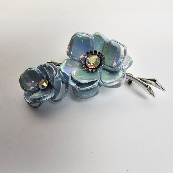 Vintage Blue Floral Brooch Set - Picture 4 of 13